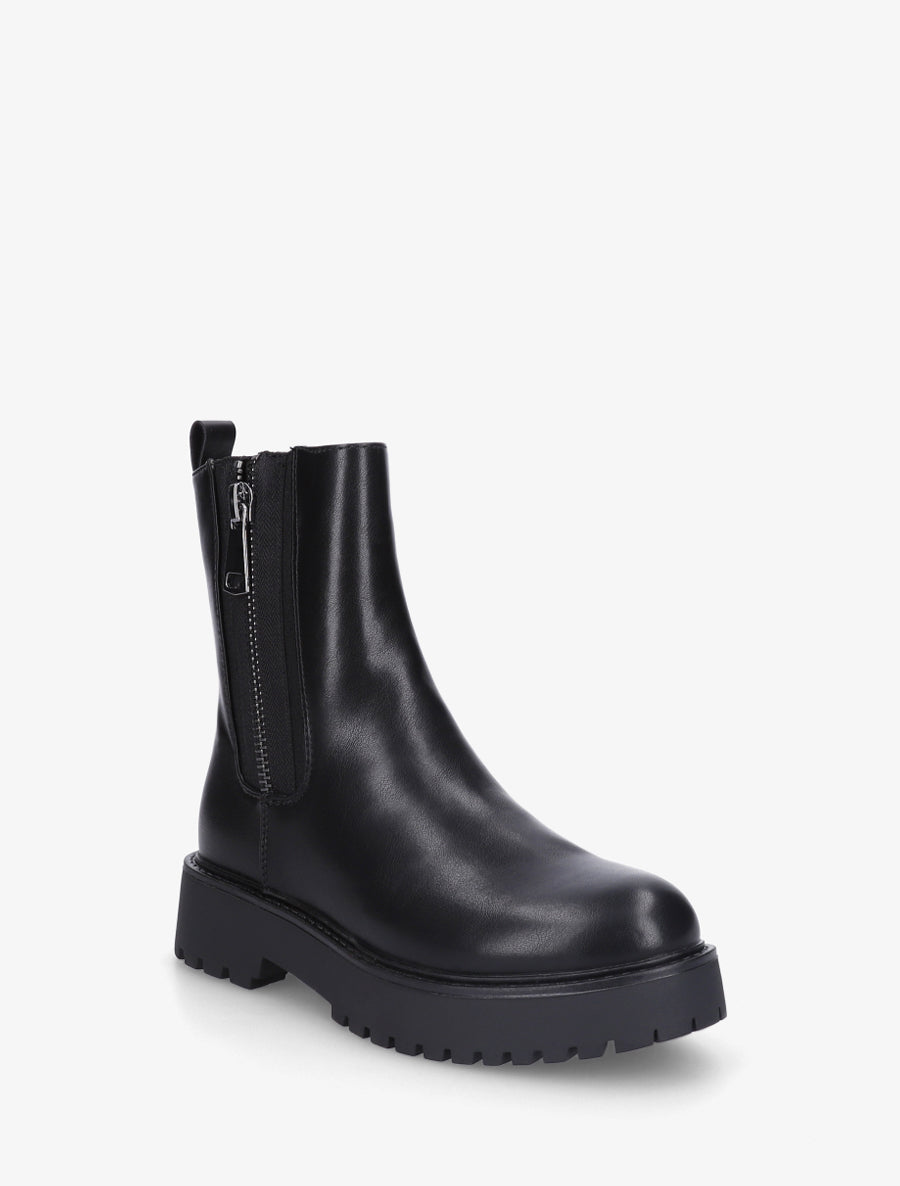 Boots en simili à zip décoratif - Noir - 2