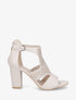 Sandales à talon et bride ajourée en simili - Beige - 5