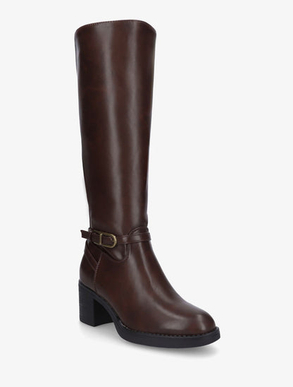 Bottes élastiquées en simili - Marron - 2