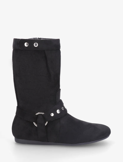 Bottes plates en suédine - Noir - 1