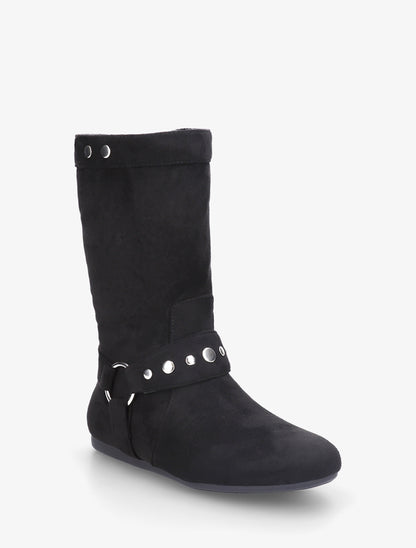Bottes plates en suédine - Noir - 2