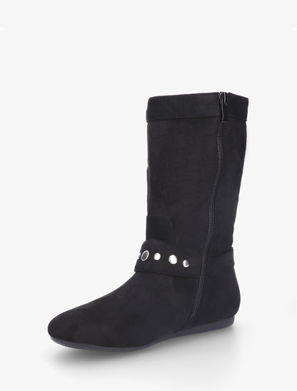 Bottes plates en suédine - Noir - 3