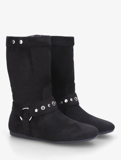 Bottes plates en suédine - Noir - 4