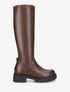 Bottes en simili à bout rond - Marron - 1