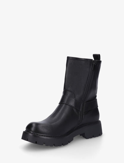 Bottines en simili à bout rond et sangle - Noir - 3