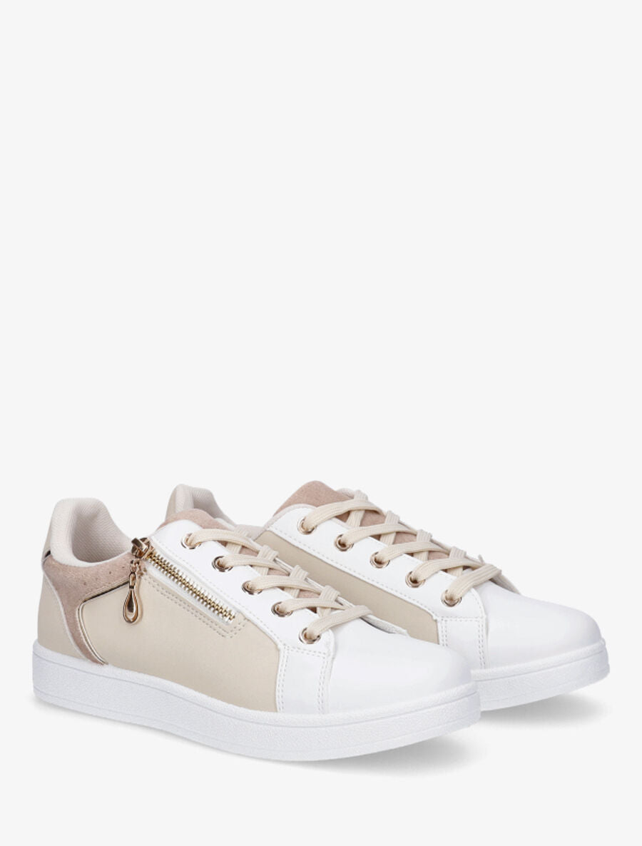 Baskets à zip en simili - Beige - 5