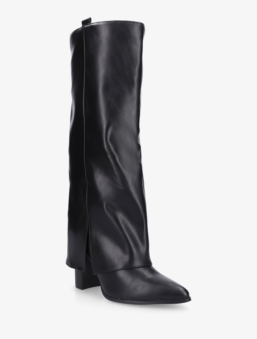 Bottes à revers à talon haut - Noir - 2