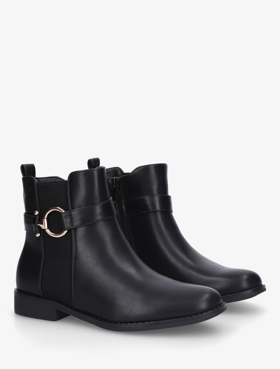 Bottines unies à cheville élastiquée - Noir - 4