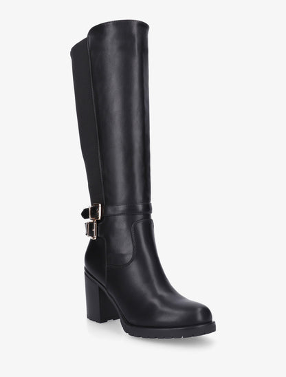 Bottes en simili à double sangles - Noir - 2