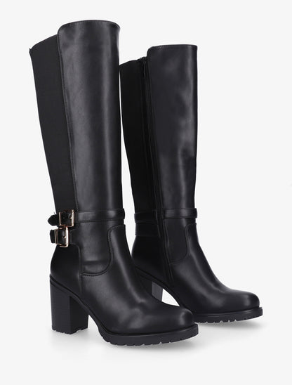 Bottes en simili à double sangles - Noir - 4