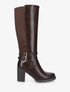 Bottes en simili à double sangles - Marron - 1
