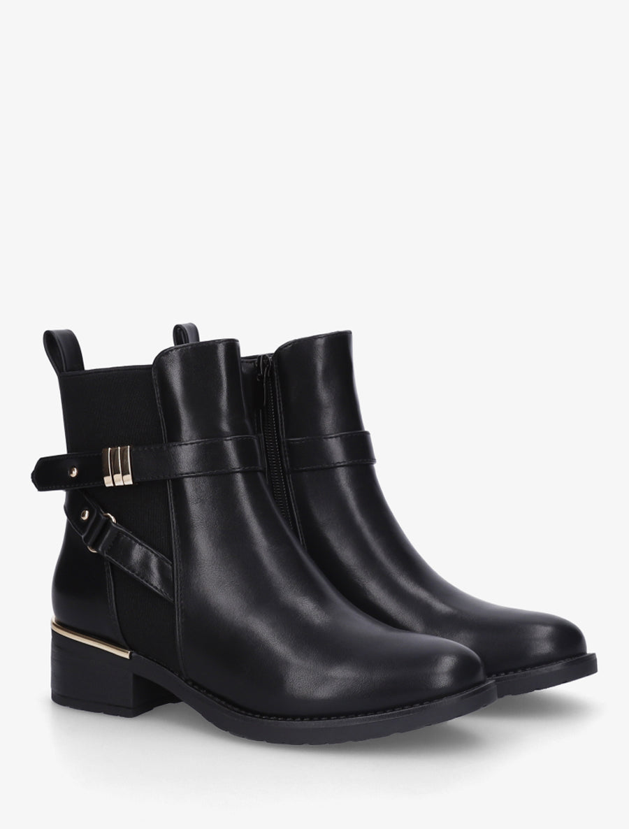 Bottines sanglées à cheville élastiquée - Noir - 4