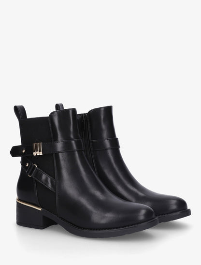 Bottines sanglées à cheville élastiquée - Noir - 4