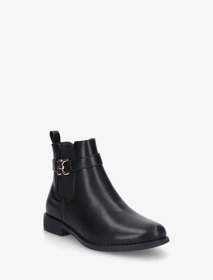 Bottines en simili à cheville élastiquée - Noir - 2