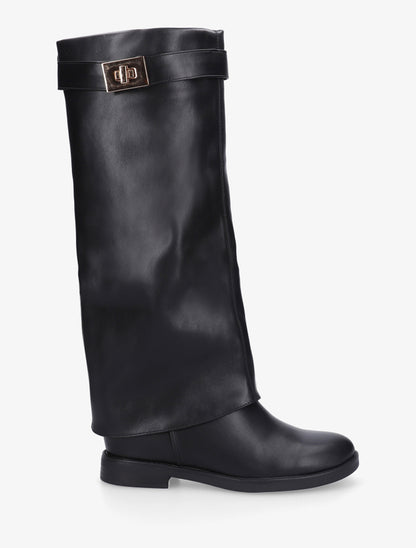 Bottes plates en simili - Noir - 1