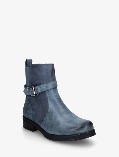 Bottines bi-matières à contrefort élastiqué - Bleu - 2