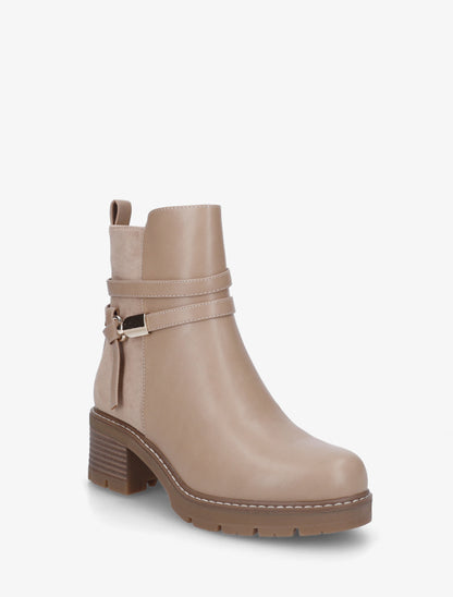 Bottines en simili à contrefort en suédine - Taupe - 2