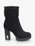 Bottines montantes à talon en suédine - Noir - 1