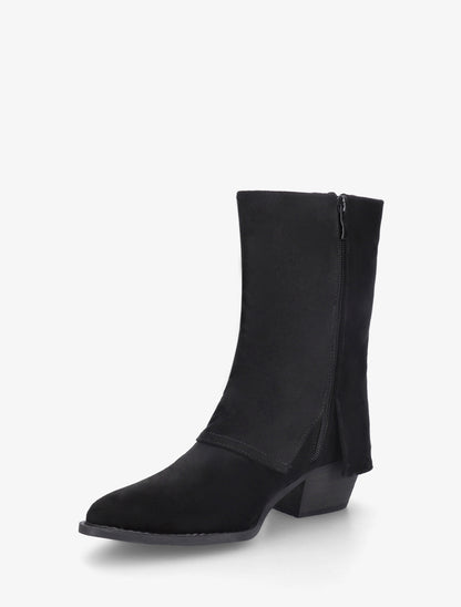Bottines à revers et franges - Noir - 3