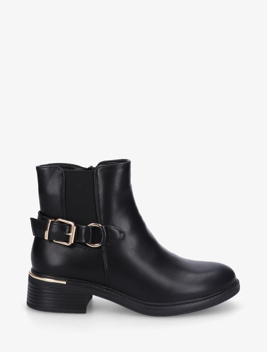 Bottines élastiquées à boucle - Noir - 1