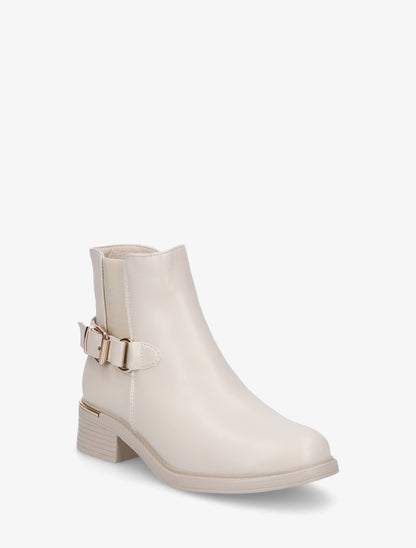 Bottines élastiquées à boucle - Beige - 2