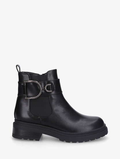 Bottines en simili à cheville élastiquée - Noir - 1