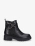 Bottines en simili à cheville élastiquée - Noir - 1
