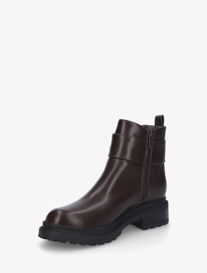 Bottines en simili à cheville élastiquée - Marron - 3