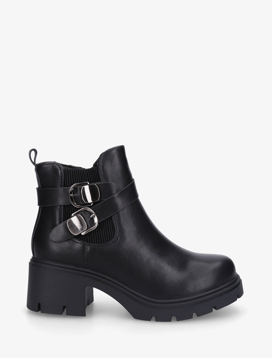 Bottines élastiquées à double boucles - Noir - 1