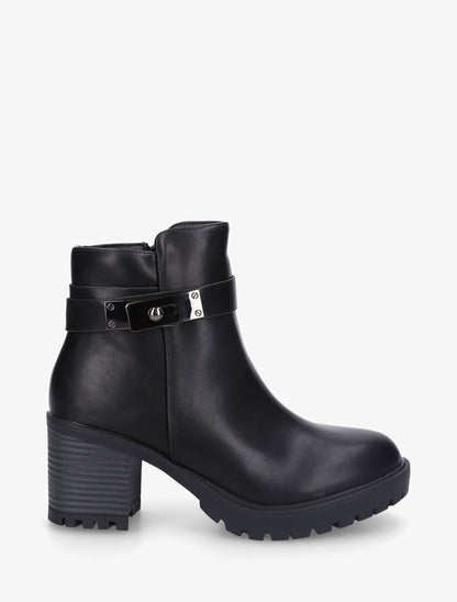 Bottines en simili à boucle décorative - Noir - 1