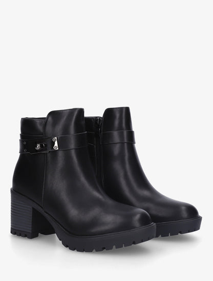 Bottines en simili à boucle décorative - Noir - 4