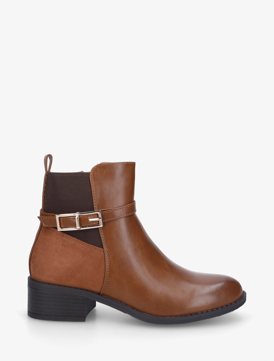 Bottines bi-matière élastiquées - Camel - 1