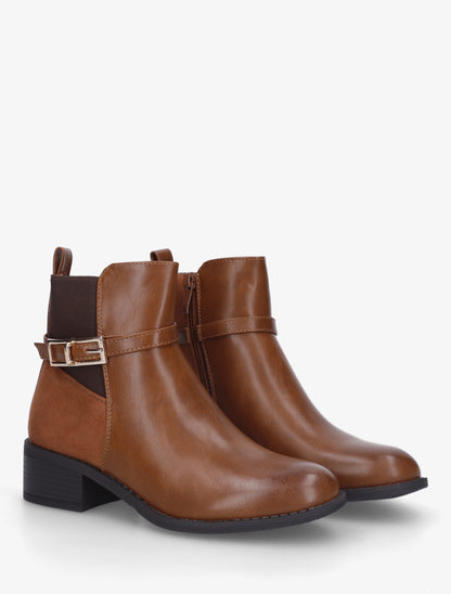 Bottines bi-matière élastiquées - Camel - 4