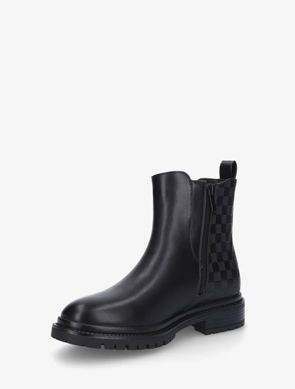 Bottines montantes à contrefort à motif damier - Noir - 3