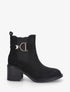 Bottines en suédine à boucle décorative - Noir - 1
