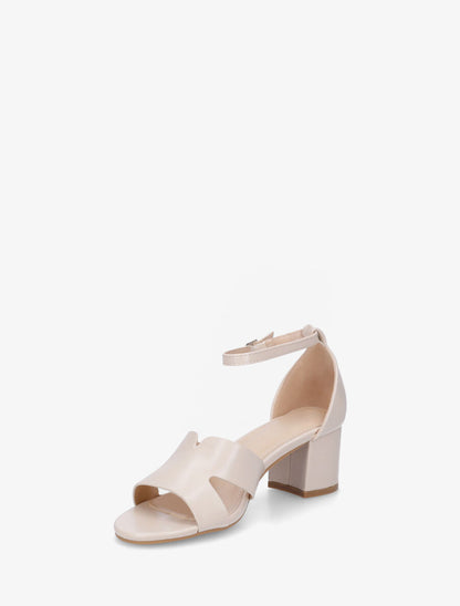 Sandales en simili à talon carré - Beige - 3