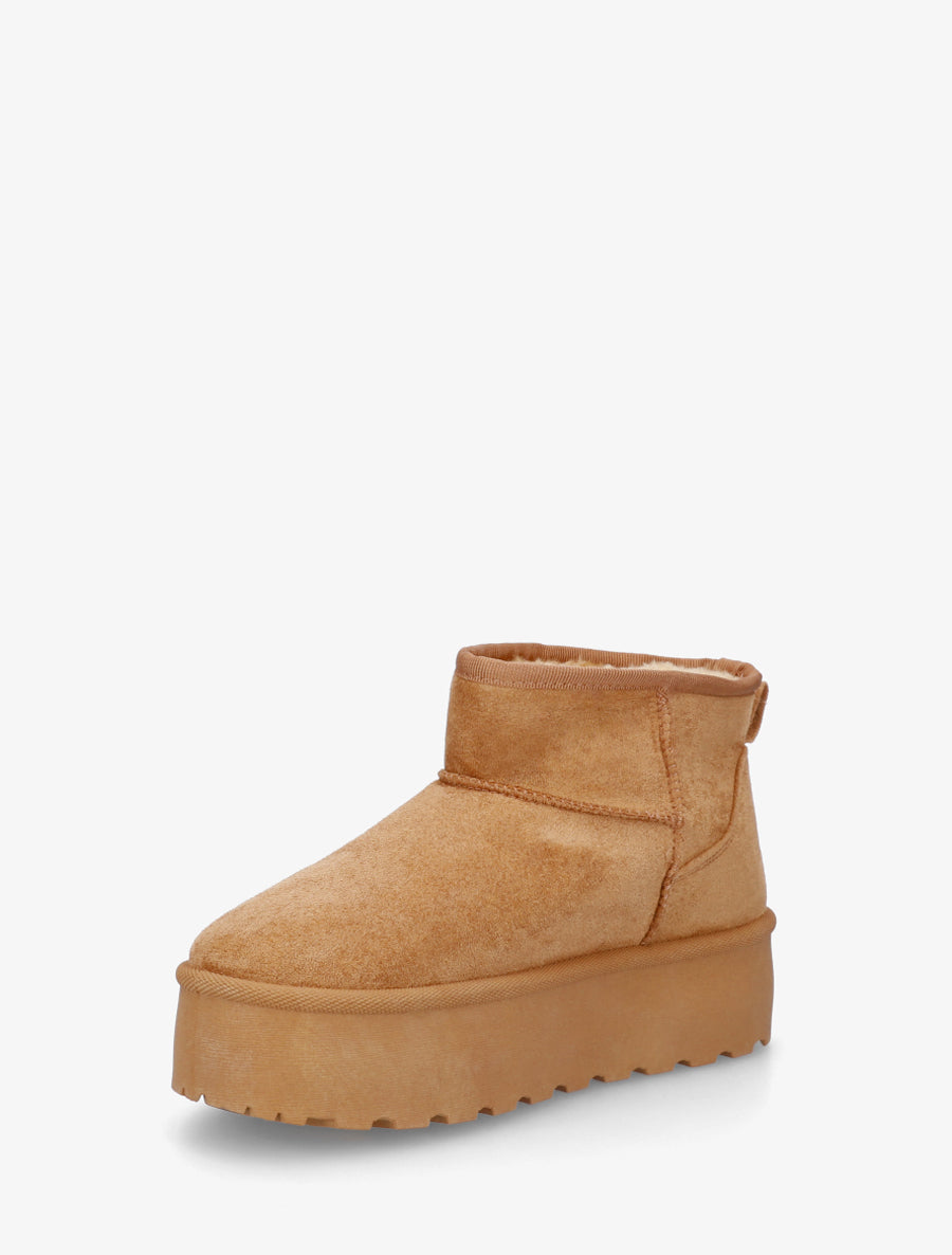 Boots en suédine à semelle plateforme - Camel - 3
