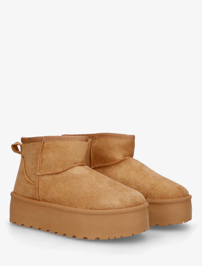 Boots en suédine à semelle plateforme - Camel - 4