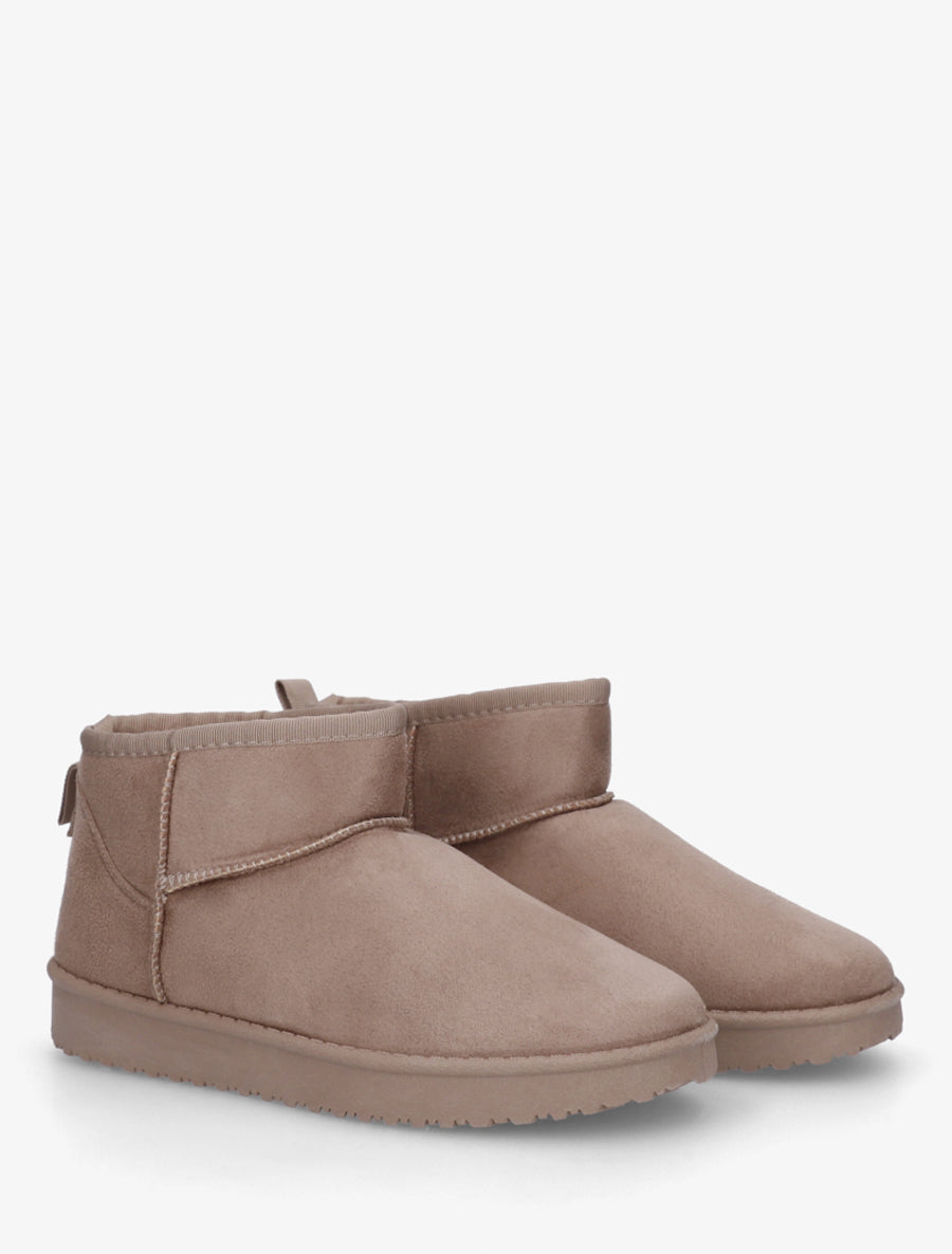 Boots basses fourrées en suédine - Taupe - 4