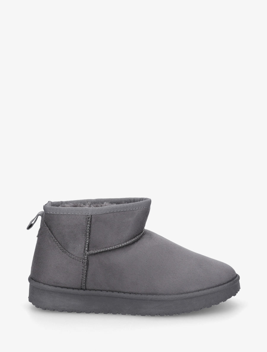 Boots basses fourrées en suédine - Gris foncé - 1