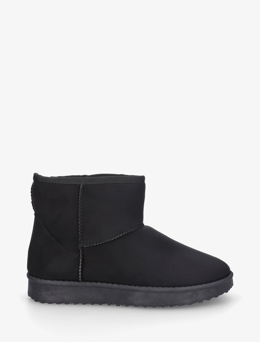Low boots unies en suédine - Noir - 1