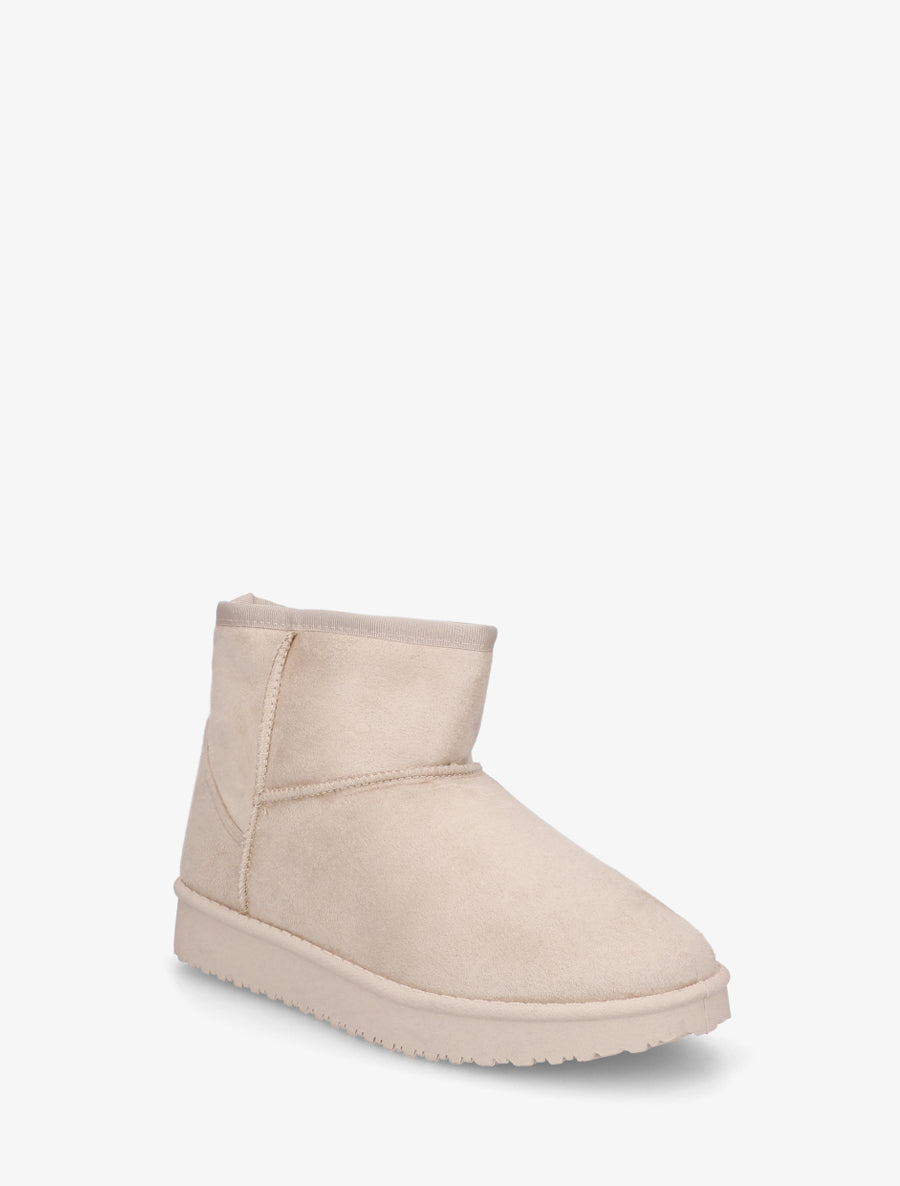 Low boots unies en suédine - Beige - 2