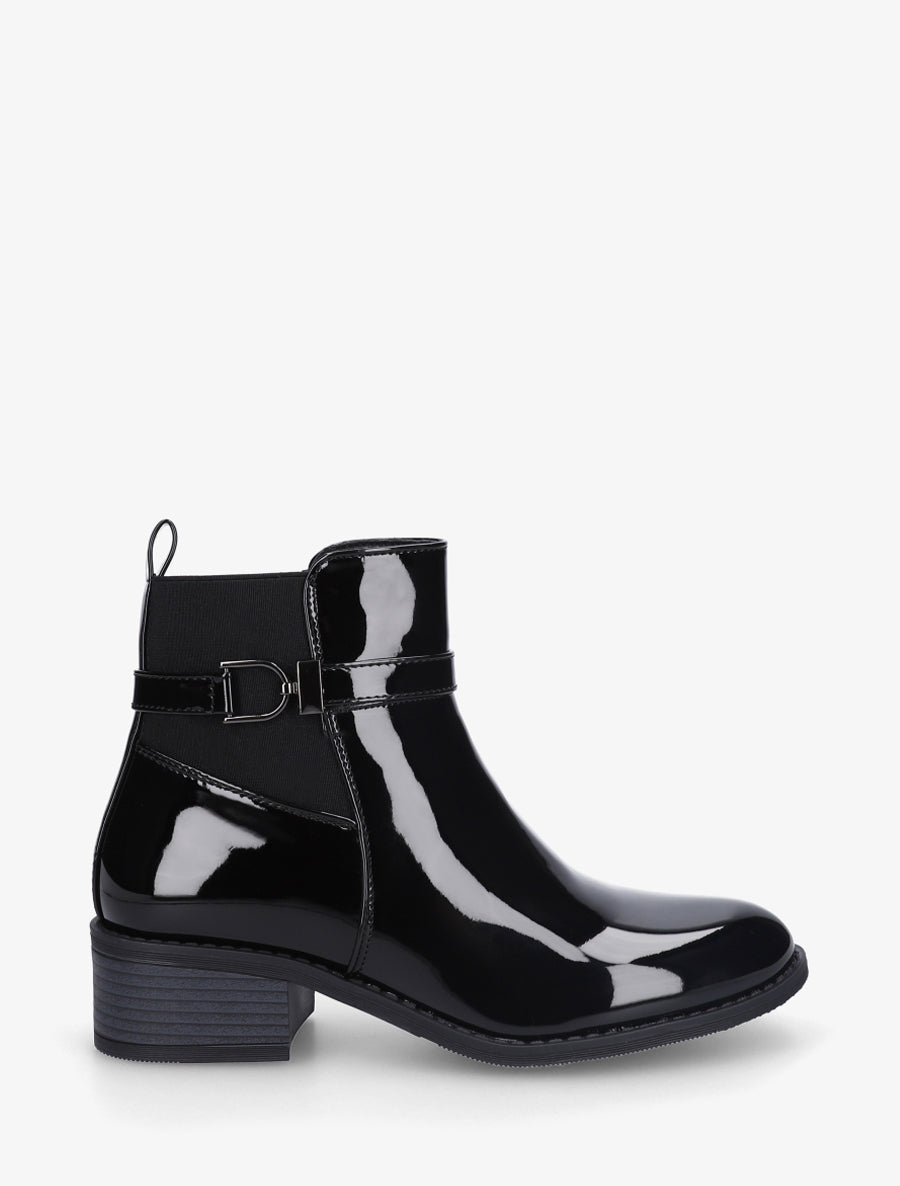 Bottines vernies à talon - Noir - 1