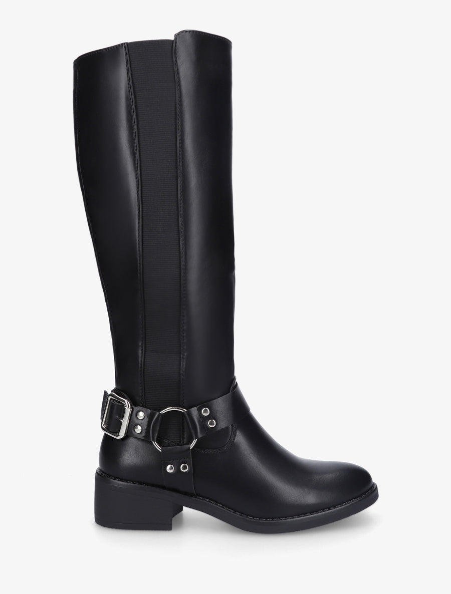 Stivali stile cavallerizza con fibbia - Nero