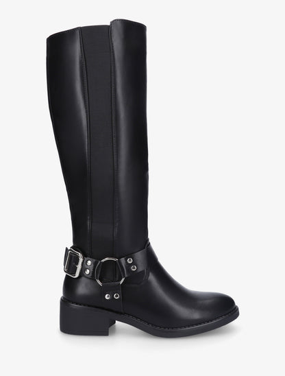 Stivali stile cavallerizza con fibbia - Nero