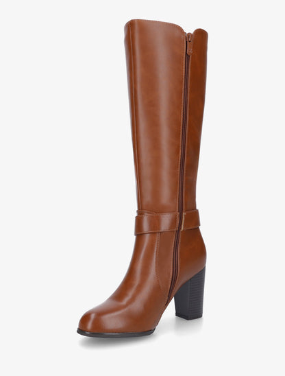 Bottes élastiquées à talon haut - Camel - 3