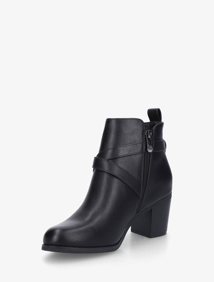 Bottines en simili à sangles - Noir - 3