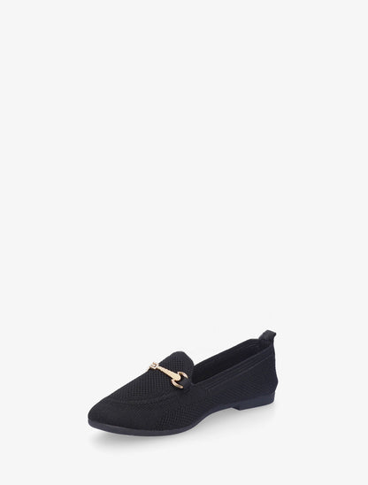 Mocassins en maille à boucle décorative - Noir - 3