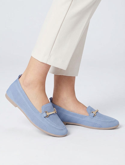Mocassini in maglia con fibbia decorativa - Azzurro cielo