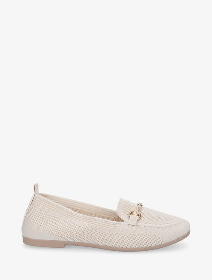 Mocassins en maille à boucle décorative - Beige - 1